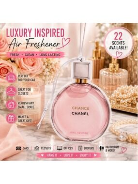 Luxury Inspired Blush Pink Perfume Bottle Air Freshener Freshie Car Closet Offic